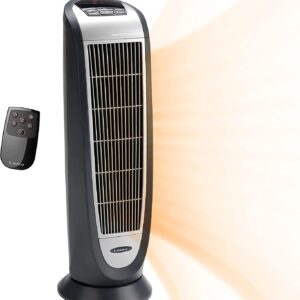 Lasko 5160 Ceramic Tower Heater with Remote Control, Black 5160
