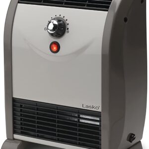 Lasko 5812 Automatic Airflow Heater, 14″L x 6″W x 11.5″H, Silver Gray