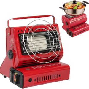 LIUD 1.3kw Portable Heater for Camping Indoor Propane Heater Butane Heater with Handle Space Heater Tent Heater for Camping Garage Ice Fishing Patio/with Heating Shelf (Color : Red)