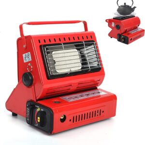LIUD Portable Heater Propane 1.3kw Tent Heater Camping Heater Two Modes, Stepless Temperature Adjustment Camping Stove Gas Heaters with Convenient Handle for Camping Garage Ice Fishing (Color : Red)