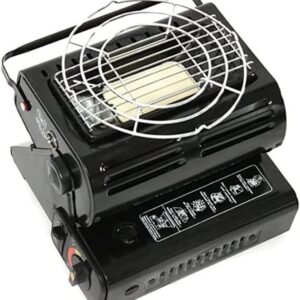 LKP Mini Portable Gas Heater Camping Heating Gas Stove Compact Outdoor Heated Stove 2-in-1 Lightweight Stainless Steel Ceramic Burner (Color : Black)