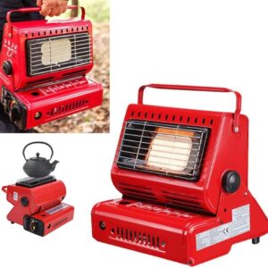LKP Portable Outdoor Gas Heater, Black Portable Warming Heater for Outdoor Camping Caravans Hiking Tent Travel Heating, Lightweight, Compact Butane Stove (Color : Red)