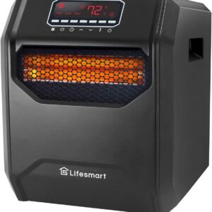 LifeSmart HT1013 High Power 1,500 Watt 6 Quartz Element Infrared Large Room 3 Mode Programmable Space Heater w/ Remote and Digital Display