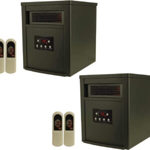 LIFE PRO LifeSmart 1500 Watt Portable Electric Infrared Room Space Heater for Indoor Use, Black (2 Pack)