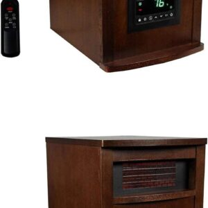 LIFE PRO Lifesmart 6 Element 1500 Watt Electric Portable Programmable Infrared Quartz Space Heater with Remote Control, Dark Oak (2 Pack)