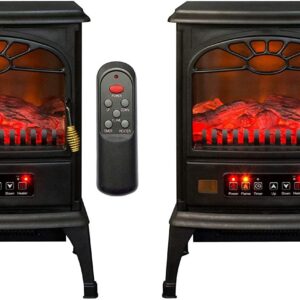 LifeSmart 1500W Large Room 3-Sided Mobile Electric Infrared Stove Heaters (Pair)