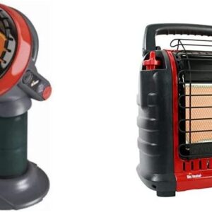 Mr. Heater F215100 MH4B Little Buddy 3800-BTU Indoor Safe Propane Heater, Medium & Heater F232000 MH9BX Buddy 4,000-9,000-BTU Indoor-Safe Portable Propane Radiant Heater, Red-Black