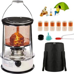 Non Electric Heaters, Mini Kerosene Heater for Camping, Indoor Emergency Heater, Smokeless, Odorless, Safe and Reliable Portable Heater, with Storage Bag, Complete Accessories – 4.6L/6L ( Size : 6L )