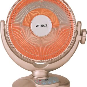 Optimus 14″ Oscil Dish Remote Control Heater, Silver