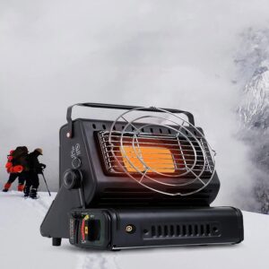 Portable Butane Heater Stove, Outdoor Warmer Propane Butane Tent Heater, 2 in 1 Propane Heater/Stove for Camping Fishing, Hiking, Fishing (Color : Black)
