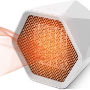 Portable Electric Fan Heater, Space Heaters For Home Low Energy, Ceramic 600/1000W Mini Electric Space Heater With Thermostat And Safety Cut-Off (600W|White) (Color : 1000w|white)