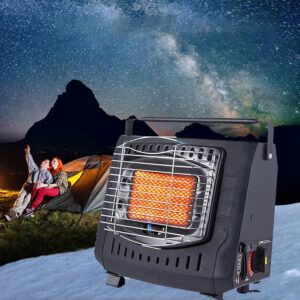 Portable Gas Heater Outdoor, 2 kW Butane Gas Heater Portable Gas Heater, Gas Stove Camp Garage Tent Hunting Blind Heater for Camping Fishing Butane Gas Patio Hiking (Color : Black)