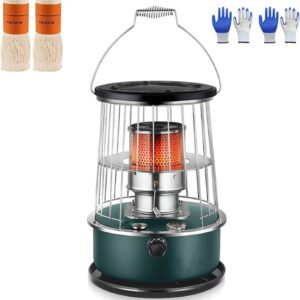 Portable Kerosene Heater for Indoor Use Keroscene Heaters Stainless Steel Indoor Heater Non Electric, Kerosene Stove Camping with 2 Wicks 2 Pairs of Gloves-6L A