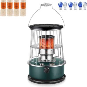Portable Kerosene Heater Stove Indoor Kerosene Heater Height Adjustable Oil Heaters Non Electric Heaters with 4 Wicks Light and Convenient for Home Indoor Outdoor Camping Deck-6L A
