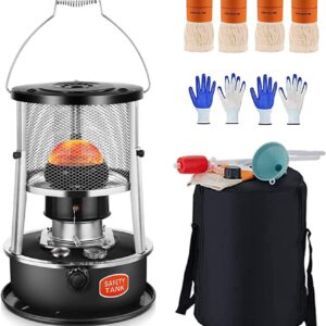 Portable Kerosene Heater Stove, 9000 BTU/H Indoor Kerosene Heater Height Adjustable Oil Heaters for Home Indoor Outdoor Camping Deck (Color : Black(A))