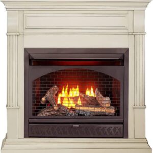 ProCom Dual Fuel Vent  Gas Fireplace System – 26,000 BTU, T-Stat Control, Antique White Finish – Model# FBNSD28T-2AW