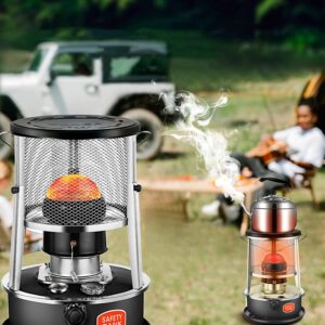 Portable Kerosene Stove Heater, Outdoor Wild Fishing Kerosene Heater, 4.5L Fuel Tank Capacity, 8900kcal/hour Heating Capacity, Applicable Area 15m², 33x33x46cm, Black