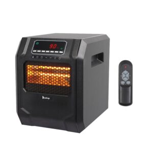 Portable Space Heater, 750W/1500W Small Infrared Heater w/ Remote, LED Display, 3 Working Modes, Safe Electric Heater for Home Office Bedroom with Overheat Protection, 11.58″ x 9.72″ x 12″, Q6153