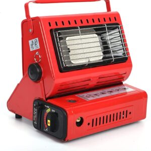 Red Butane Gas Heater Ceramic 2 in 1 Burner Warmer,Portable Butane Gas Heaters, Multifunctional Butane Space Heaters with Portable Handle,for Caravan Camping, Outdoor Heating, Fishing