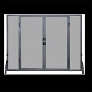 SINGLE PANEL BLACK WROUGHT IRON SCREEN WITH DOORS, LARGE