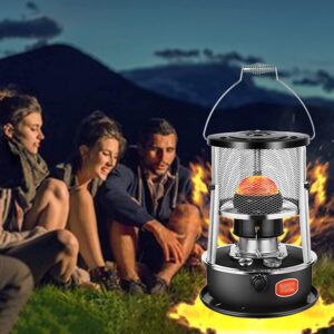 Stainless Steel Handheld Portable Kerosene Heater Stove, 2600W Indoor Kerosene Heater, Kerosene Stove Burner with 2 Wicks for Indoor Outdoor, Patio, Deck, Home (Color : Black, Size : 33x33x46cm)