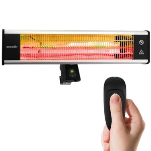 SereneLife Wall Mounting Patio Heater – Remote Control Wall Patio Heater with High Rated Aluminum Reflector and LED Indicator
