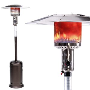 RTR Outdoor Patio Propane Heater With Portable Wheels 47,000 Btu 88 Inch Standing Gas Outside Heater Stainless Steel Burner, For Party Restaurant Garden, Black