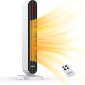 STEALTH 32” Space Heater, 4 Modes, 6h Timer, Safety Fast – Quiet Heat,Tip-Over Protection, 1500W PTC Ceramic Heater Portable Tower Fan Electric Heater for Bedroom, Office, Indoors JHT100