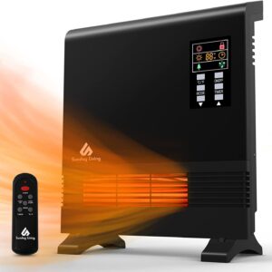 Sunday Living Electric Space Heater, 1500W Infrared Space Heater, Wall Mount or standing, Adjustable Thermostat, Remote Control, 12-H Timer, Wall Heater for Large Room, Bathroom, Garage, Bedroom