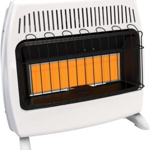 UTY 30,000 BTU Natural Gas Wall Heater, Propane Heater for Indoor Use – Dual Fuel, Vent-, with  Standing Base Legs, White