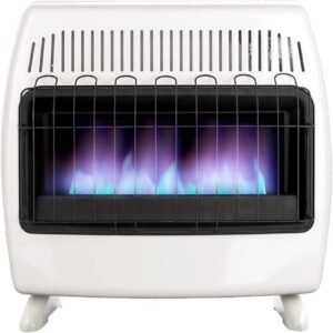 UTY 30,000 BTU Propane / Natural Gas Wall Heater for Indoor Use – Dual Fuel, Vent-, with  Standing Base Legs, white, 28 x 11 x 24