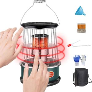 TXNNYLF Portable Petroleum Heater Stove for Outdoor Camping,6L Kerosene Heating Furnace,Lightweight Stainless Steel Oil Heater for Cooking, Indoor (Color : Green)