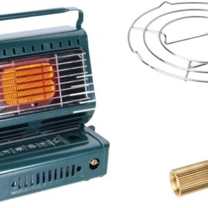 WJWA 1300W Gas Butane Stove Heater Outdoor Camping Ice Fishing Heaters, Portable 2 in 1 Space Warmer with Safety Grill, 20 * 24 * 25.5cm