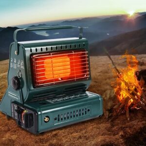 WJWA 2 in 1 Winter Gas Heater Portable Outdoor Warmer for Fishing Patio Tent Camping Stove 1.3KW Honeycomb Ceramic Heating Plate