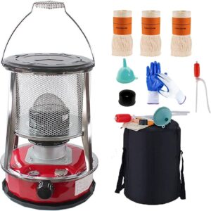 XXLL Red Kerosene Heaters for Indoor Use, Non Electric Heater, Kerosene Stove Heater with Stove Bag Lightweight Portable Stainless Steel Oil Heater Glass Burner for Indoor Camping – 4.6L