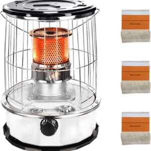 YXWJ Portable 6L Kerosene Stove Heater,Large Kerosene Heaters for Indoor Use,Non Electric Heater with 3 Wicks,Outdoor Camping Kerosene Oil Heater Glass Burner