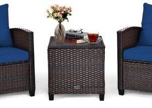 Blue 3 Pieces Patio Furniture Set