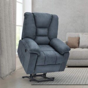 Blue Power Lift Microfiber Electric Recliner Chair w/ Heated Vibration Massage Sofa