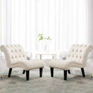 Cream Set of 2 Accent Chair