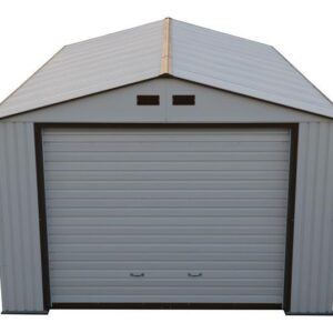 DuraMax Imperial Metal Garage Building Off White with Brown Trim