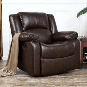 Brown Deluxe Heavily Padded PU Leather Recliner Chair Lounge Club