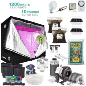 TheBudGrower Indoor Plant Growing Solution 1200-watts: Turn-Key Full Instructions – Dual Light Powered Indoor Plant Growing Kit for Extra Control and Ease of Use – Tent/LED Light/Soil+
