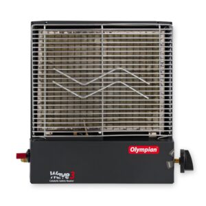 Camco Olympian RV Wave-3 LP Gas Catalytic Safety Heater, Adjustable 1600 to 3000 BTU, Warms 130 Square Feet of Space, Portable and Wall Mountable