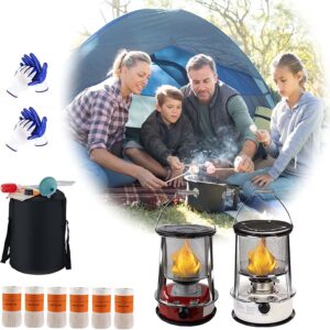 Camping Heater Stove Outdoor Kerosene Heater Tent Emergency Heaters Burner with Adjustable Wick 4.6L 6L 360°Surround Heating 9000BUT (Color : Red (4.6L 6 Wicks))