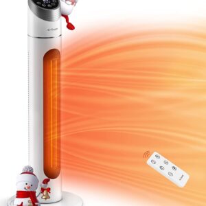 Electric Space Heater for Large Room, 34″ Ceramic Tower Heater with Remote, G-Ocean 1500W Portable Space Heater with 12H Timer, 70° Oscillating, Adjustable Thermostat, Overheating & Tip-over Protection for Garage, Home Office Indoor Use, GHTF1502 NEW