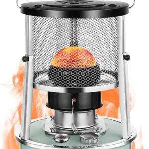 TXNNYLF Kerosene Heater，Liftable Kerosene Space Heaters Stove Indoor, Portable Stainless Steel Oil Heater Glass Burner for Indoor Camping with 2 Spare Wicks（4.6l）