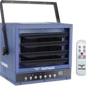 TEMPWARE Electric Garage Heater, 7500-Watt Digital Fan-Forced Ceiling Mount Shop Heater with Full-Function Remote, 240-Volt Hardwired Heater with 12-Hour Timer, Ideal for Workshop Greenhouse