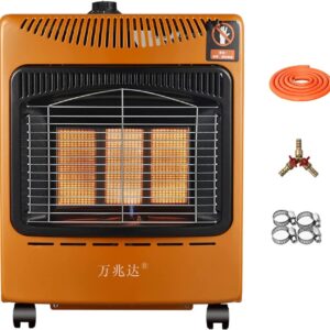 4.2kw Mobile Heater  Standing Heating Cabinet Gas Heater with Hose,Home Indoor Energy Saving Natural Gas Stove on Wheels, 3 Heat Settings,Tip-Over Protection