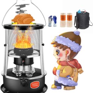 4.5L Indoor Kerosene Stove, Kerosene Heater, Mobile Oil Heater No Electricity, with 2 Wicks and Storage Bag, Portable with Fall Protection Indoor Outdoor Tent Heater