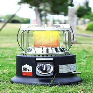 2-in-1 Portable Propane Heater and Stove, 3.7 kw Portable Gas Heater Outdoor, Camping Mini Heater for Ice Fishing Backpacking Hiking Hunting Survival Emergency (Color : Black)